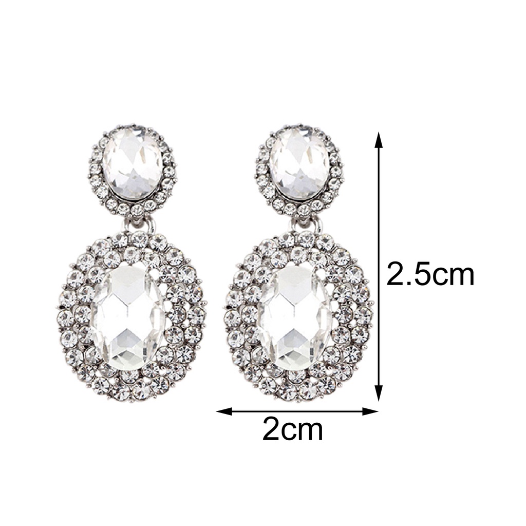 Cặp khuyên tai oval đính đá quý nhân tạo sang trọng quý phái dành cho nữ