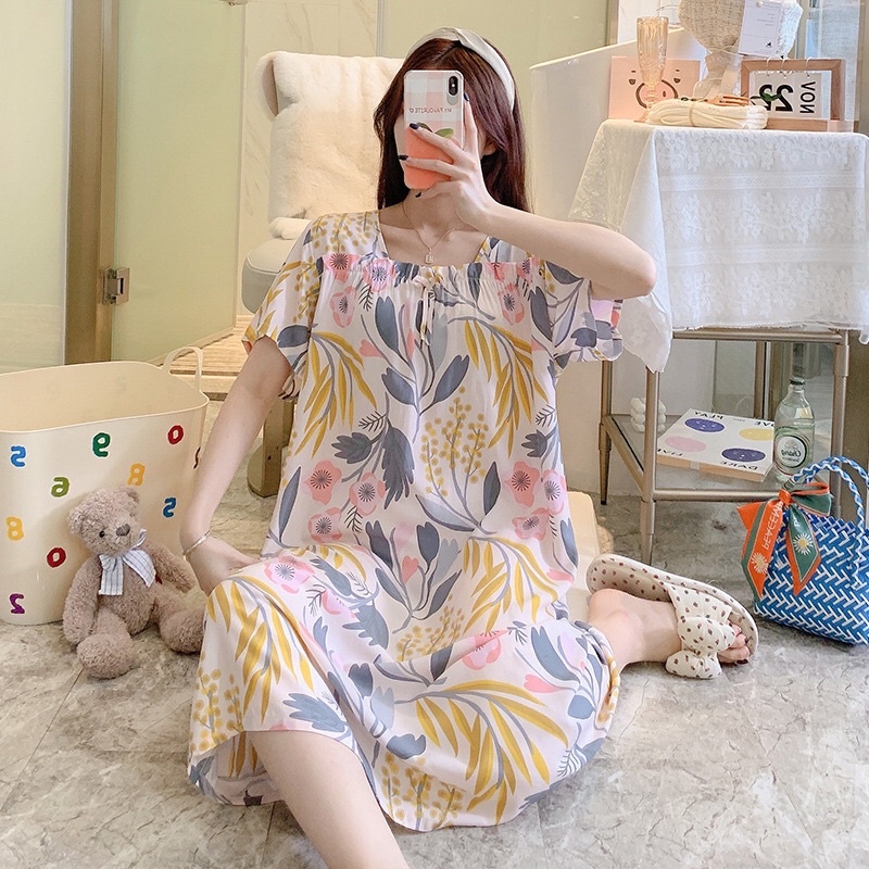 Váy bầu bigsize, váy lanh lụa dài rộng mặc nhà mềm mịn mát 40-80kg