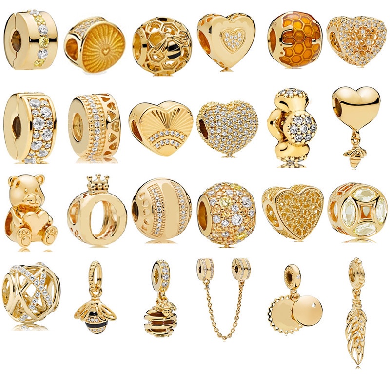 Hạt Charm Mạ Vàng Hình Chú Ong / Vương Miện / Trái Tim Độc Đáo Thời Trang DIY