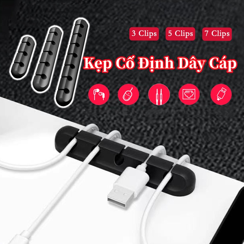 Kẹp Cố Định Dây Điện Tự Dính Dây Cáp Cố Đinh Dây Cáp Tai Nghe Bộ cuộn dây cáp Chức năng:Tổ chức và lưu trữ dây 3/5/7cổng