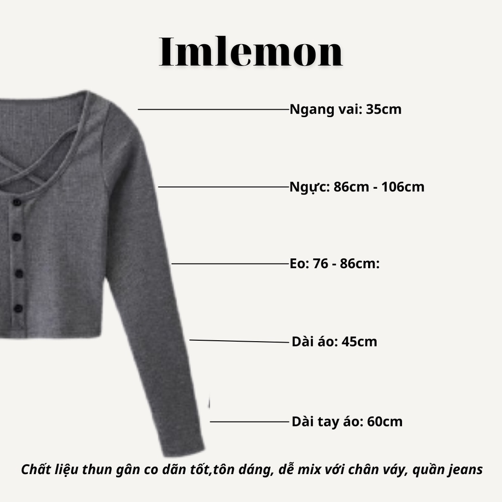 Áo Croptop Tay Dài IMLEMON Cổ Thuyền Chéo Dây Màu Trơn Thời Trang Nữ Dễ Thương