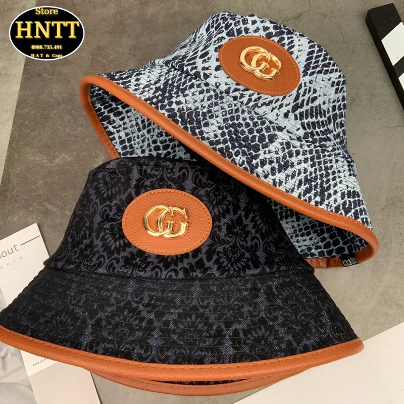 Nón Bucket Hoạ Tiết Da Rắn Thêu Da Tag GC Thời Trang Cao Cấp