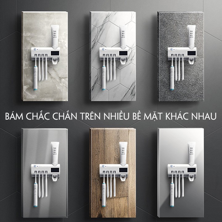 Gía Treo Bàn Chải, Khử Khuẩn Thông Minh Kết Hợp Bộ Nhả Kem Đánh Răng