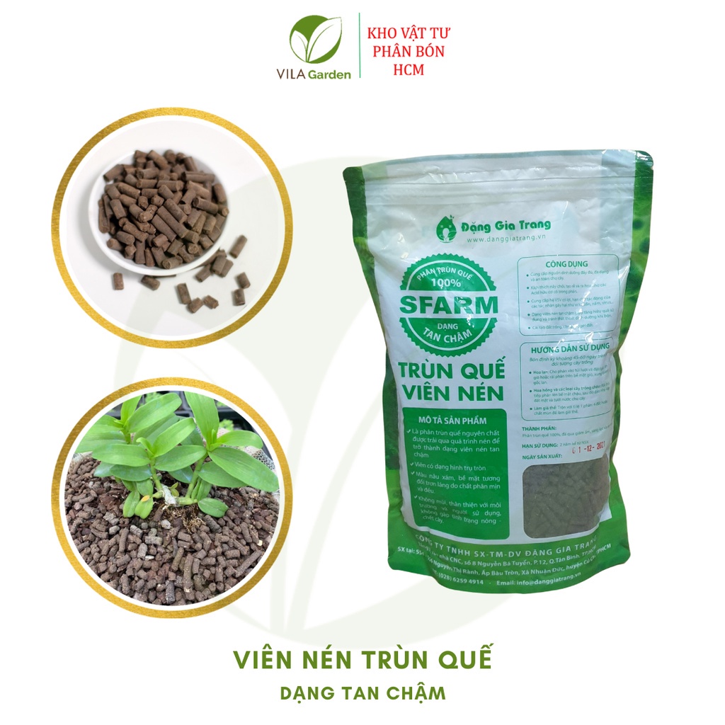 Phân trùn quế viên nén tan chậm SFARM 1kg