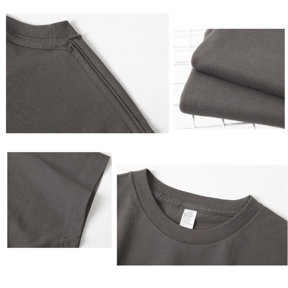260G Áo Phông 100% vải Cotton chải kĩ, loại bỏ lông thừa - Áo thun trơn định lượng 260gsm màu Khói Xám Đậm form Unisex