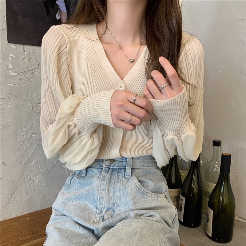 Áo cardigan ZHELIHANGFEI dệt kim tay dài cổ chữ V dễ phối đồ thời trang xuân thu tùy chọn màu sắc