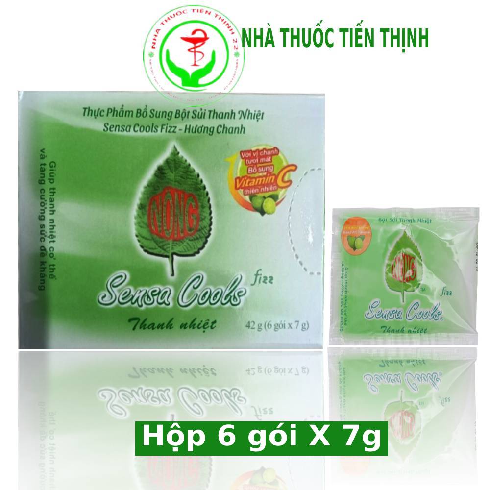 Bột sủi thanh nhiệt Sensa Cools giúp giải nhiệt, giảm nhiệt miệng, nổi mụn, tăng cường đề kháng - Hộp 6 gói
