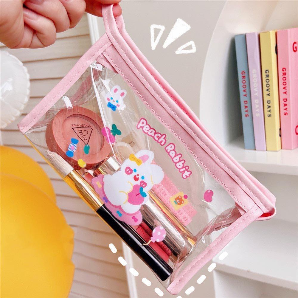 OCEANMAP Túi Đựng Mỹ Phẩm Bằng PVC Trong Suốt Họa Tiết Gấu Đa Năng Chống Thấm Nước Tiện Dụng Cho Nữ