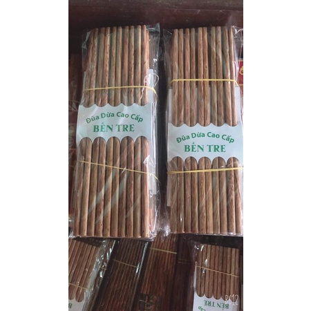 Giá sỉ 100 đôi đũa gỗ dừa bến tre cao cấp, đũa dừa đẹp giá xưởng, nhẵn bóng không cong vênh