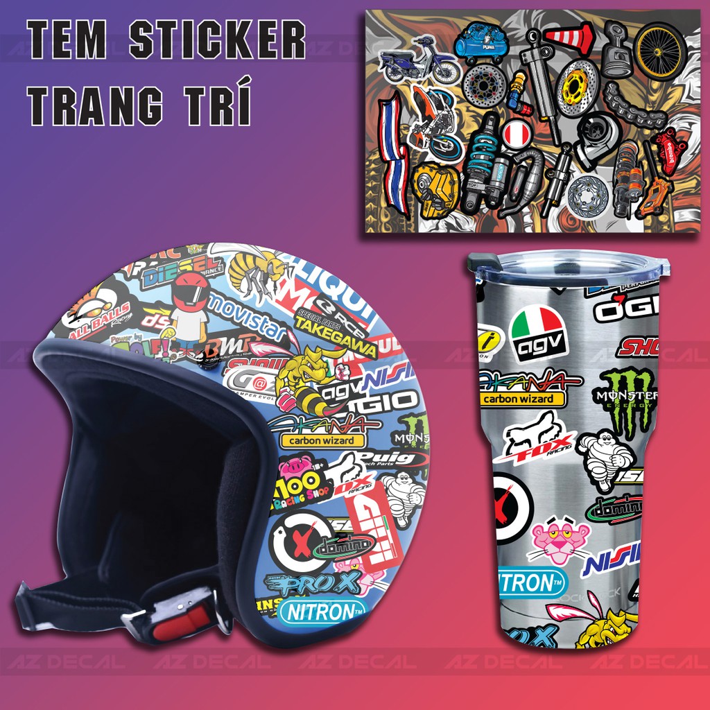 [Set A4] Tem Sticker Chủ Đề Đồ Chơi Xe Thái 02 - Trang Trí & Làm Đẹp Xe, Mũ Bảo Hiểm