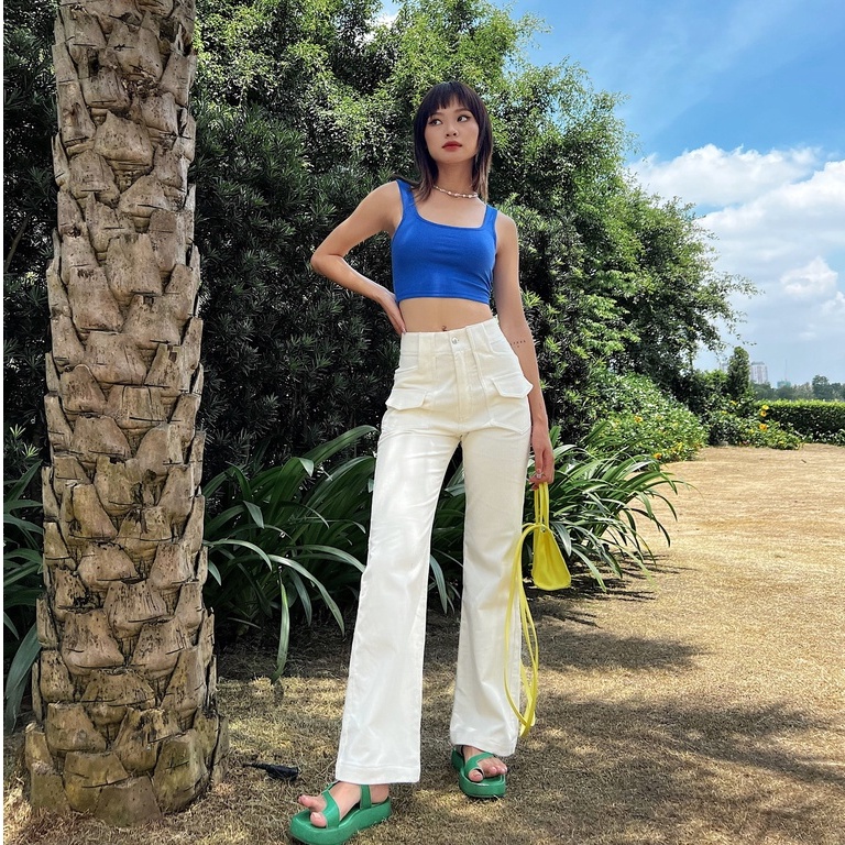 Áo croptop nữ, ba lỗ hai dây bản to TOPTIFY chất thun bo gân co giãn Blow Your Mind Top AC220 | BigBuy360 - bigbuy360.vn