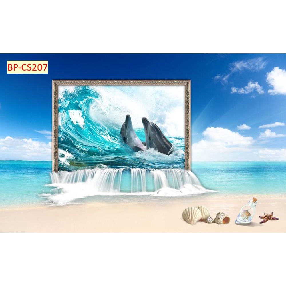 Tranh dán tường 3D khung cửa sổ thiên nhiên trong lành Vải Lụa 3D Cao Cấp