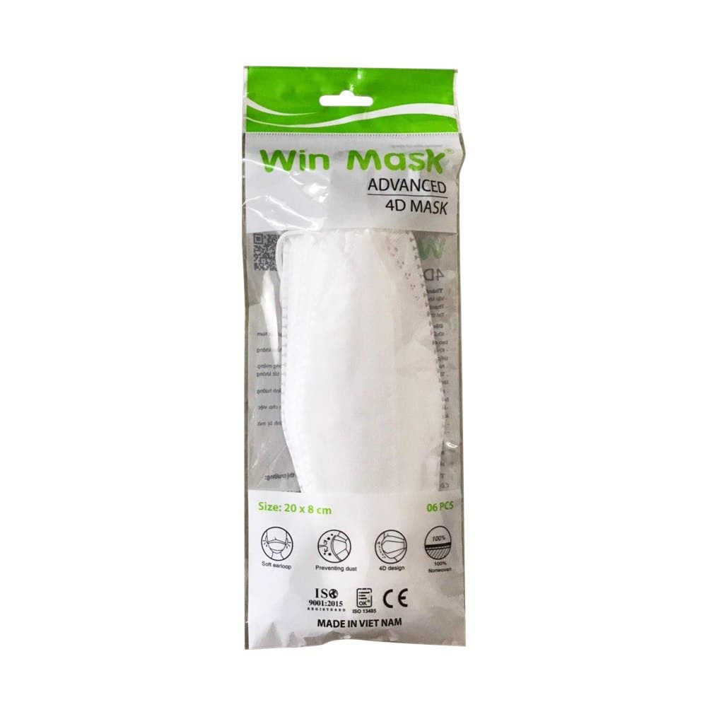 Khẩu trang 4D kháng khuẩn Win Mask - ngăn bụi 2.5PM (gói 6 cái) - 5 màu lựa chọn