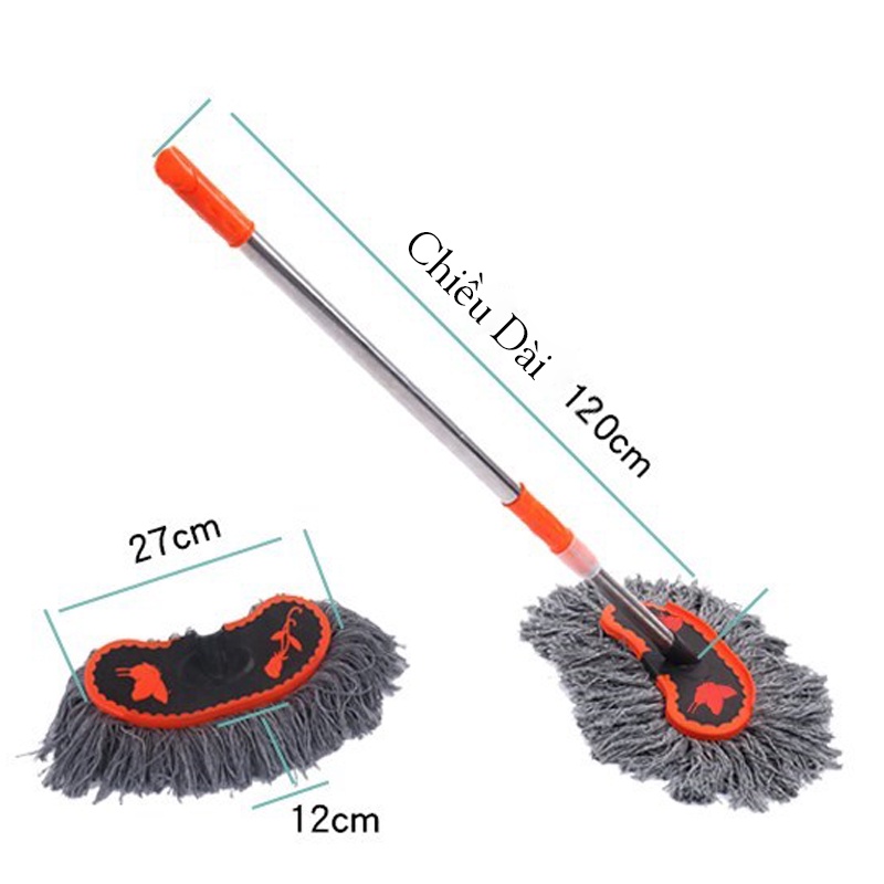 Chổi Lau Rửa Xe Ô Tô Sợi Lau Mền, Có Thể Kéo Dài-Chổi Dài Ver4