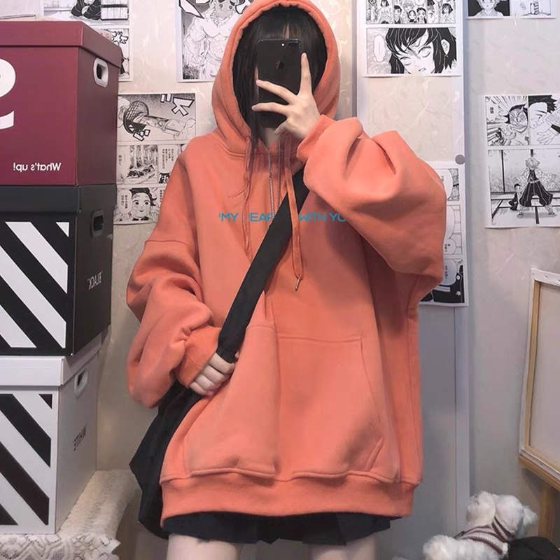 Áo Hoodie Nỉ Bông Tay Dài Túi Bụng MY HEART WITH YOU