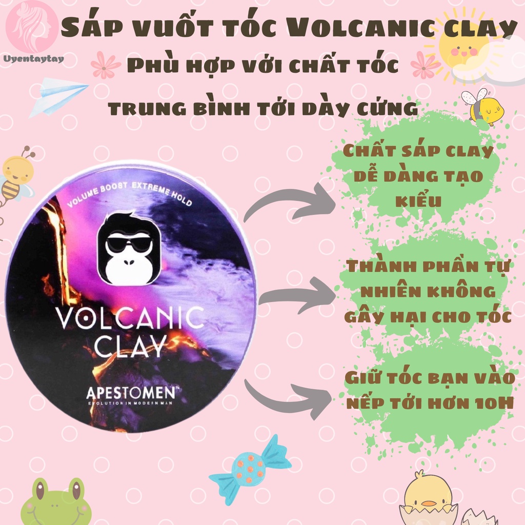 Sáp vuốt tóc nam Volcanic Clay V5 chính hãng, Chăm sóc tóc, Giữ nếp tóc