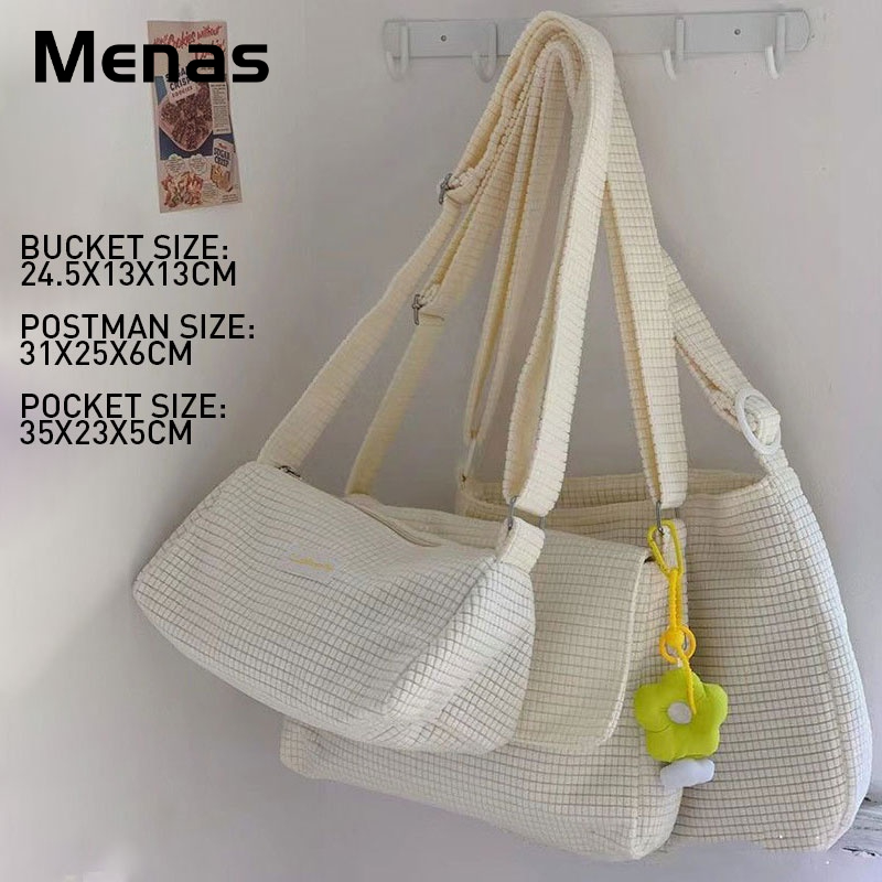 Menas Túi Đeo Chéo polyester Sức Chứa Lớn Màu Trơn Đơn Giản Thời Trang Dễ Phối Đồ Cho Học Sinh