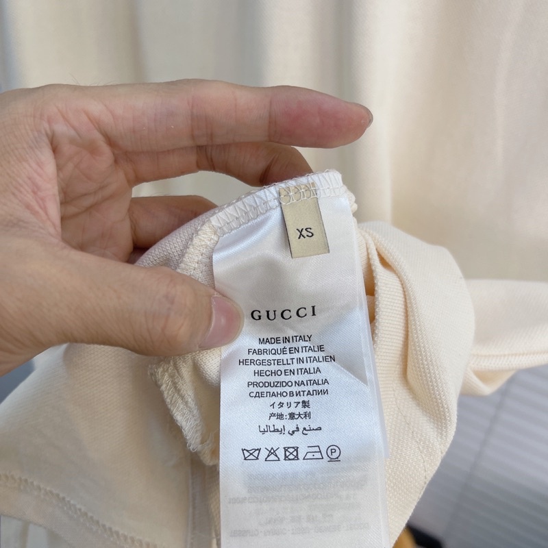 ⚡️ - Áo Polo Gu*CCI Cotton Piquet Polo With Interlocking G stripe Cream, Áo polo GC 3M cao cấp