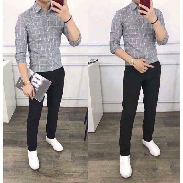 Áo sơ mi unisex nhung tăm form rộng nam nữ phong cách Ulzzang