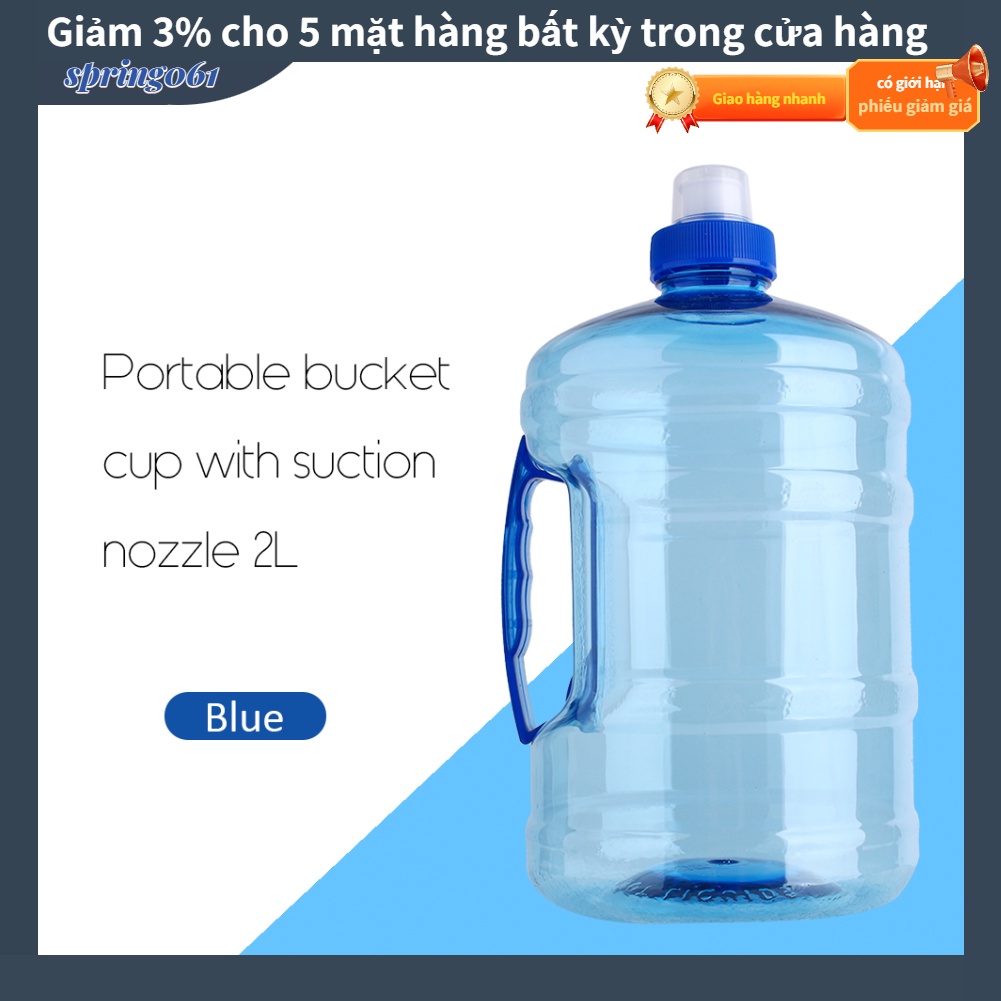 Bình nước có tay cầm và nắp đậy không BPA cỡ lớn 2L dùng cho tập thể thao