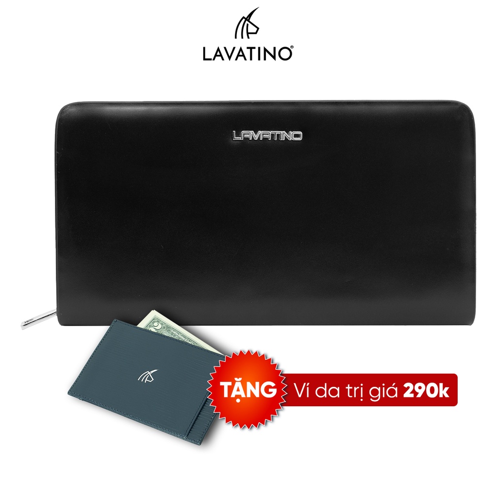 [Tặng Holder Card EPI 07] Ví Nam Cầm Tay CARBIN Clutch Da Bò Thật Cao Cấp Thiết Kế 1 Khoá Chính Hãng LAVATINO - CLB02