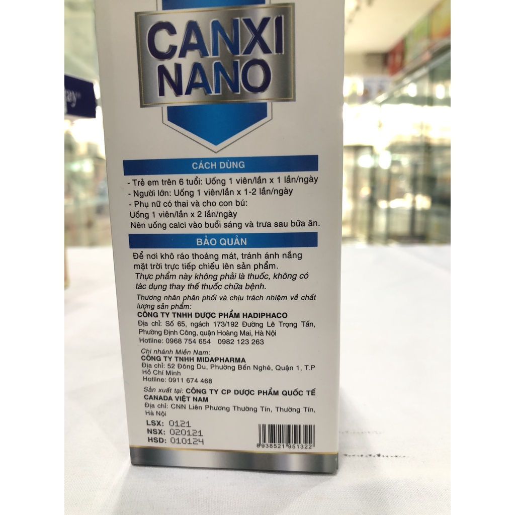 Canxi Nano Hadipharco hỗ trợ sự phát triển của hệ xương, răng cho trẻ nhỏ, hỗ trợ giảm loãng xương.