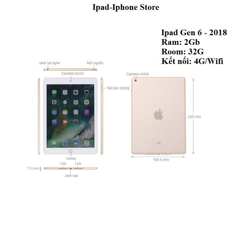 {pad 2018} Máy tính bảng pad Gen 6 dung lượng 32G kết nối 4G Wifi | BigBuy360 - bigbuy360.vn