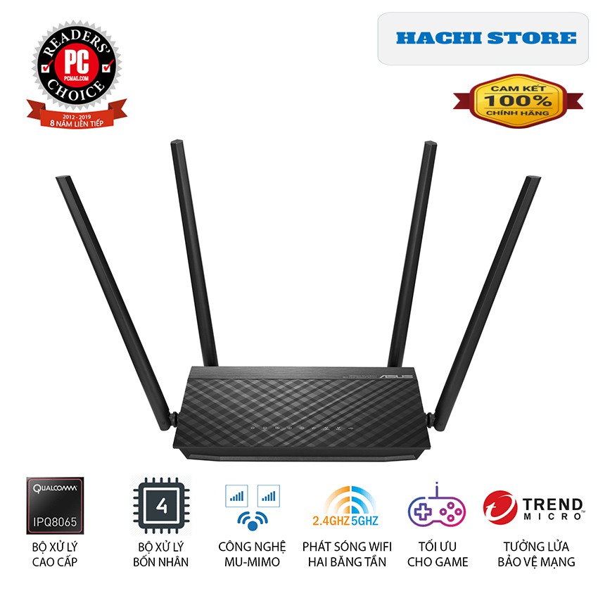 Bộ Phát Wifi  chuẩn AC 1500 Asus RT-AC1500UHP Băng Tần Kép - Hàng Chính Hãng | WebRaoVat - webraovat.net.vn