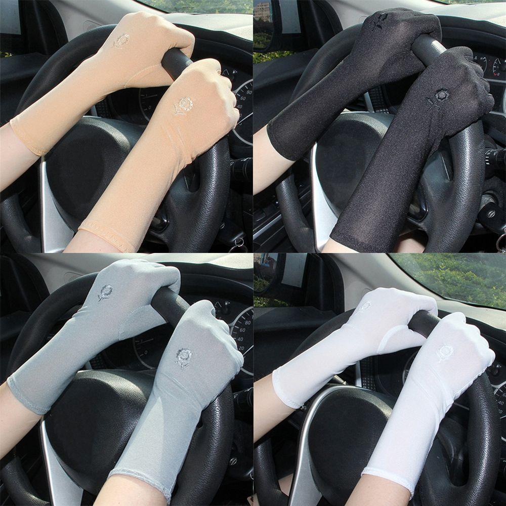 Găng Tay Lái Xe Dài Trung Bình Co Giãn Chống Nắng Chống Tia UV Nhiều Màu Sắc Cho Nữ