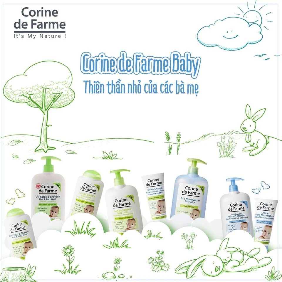 Lotion dưỡng ẩm dành cho mọi loại da Corine De Farme Baby Lotion 250ml