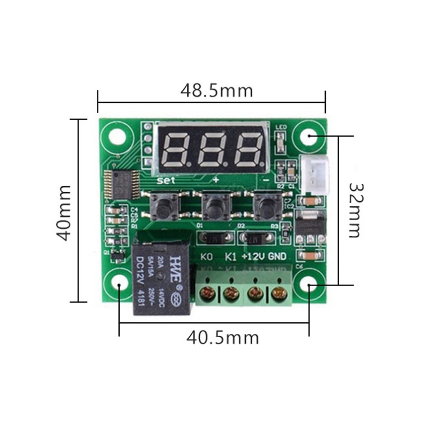 Mạch Cảm Biến Kiểm Soát Nhiệt Độ Ấp Trứng W1209 Relay 12VDC XH-W1209