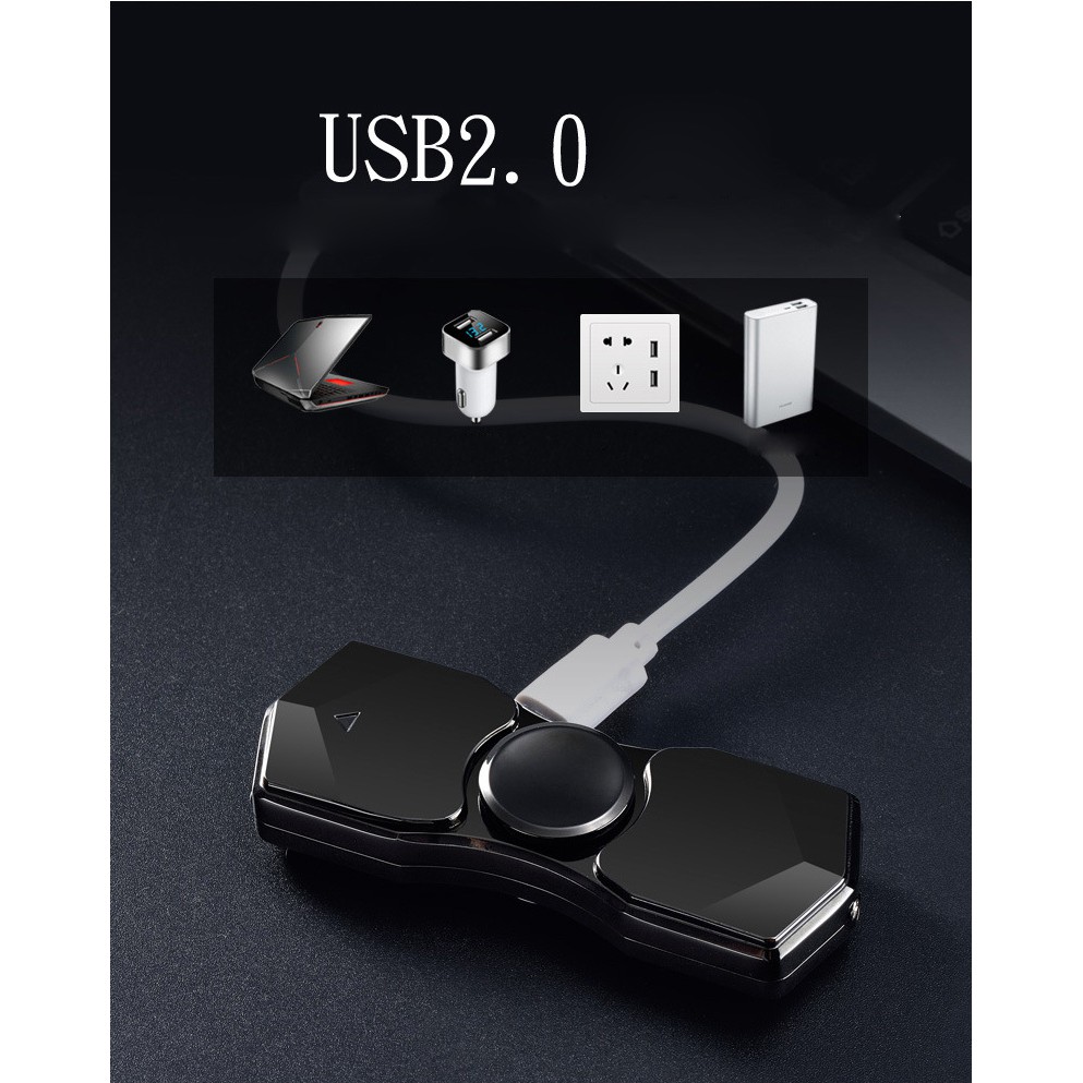 Con Quay Spinner Hột-Quẹt Bật-Lửa Hồng Ngoại Có Đèn LED Sạc Điện USB, Tạo 12 Hiệu Ứng Cực Đẹp