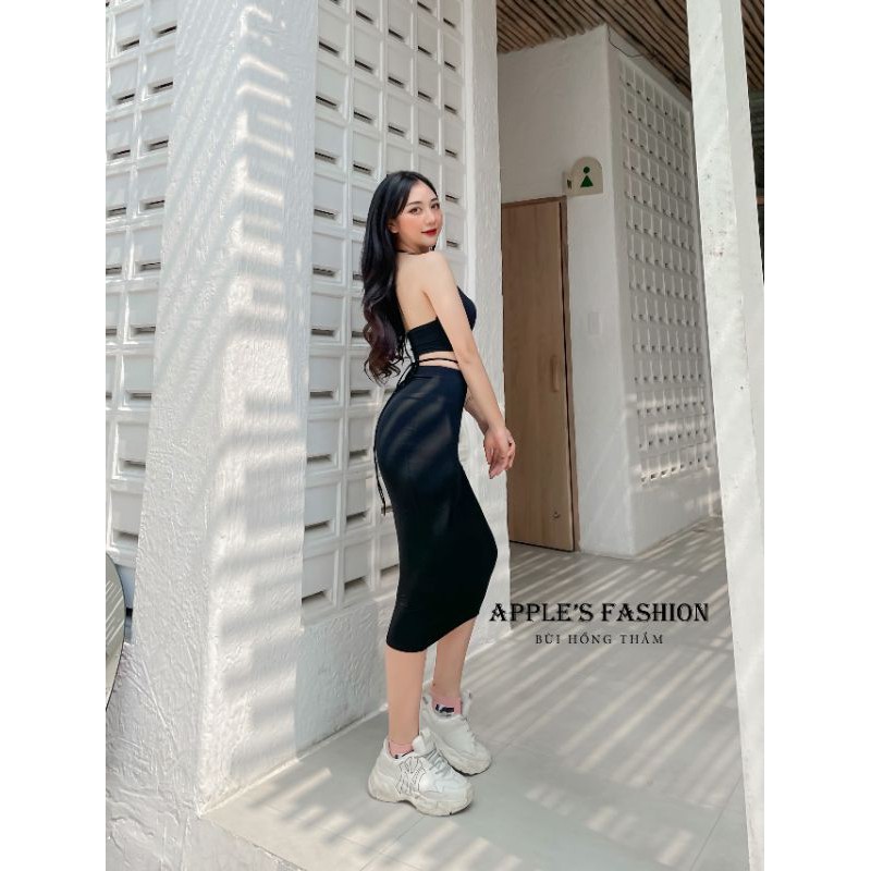 Set body dây cột đen nude
