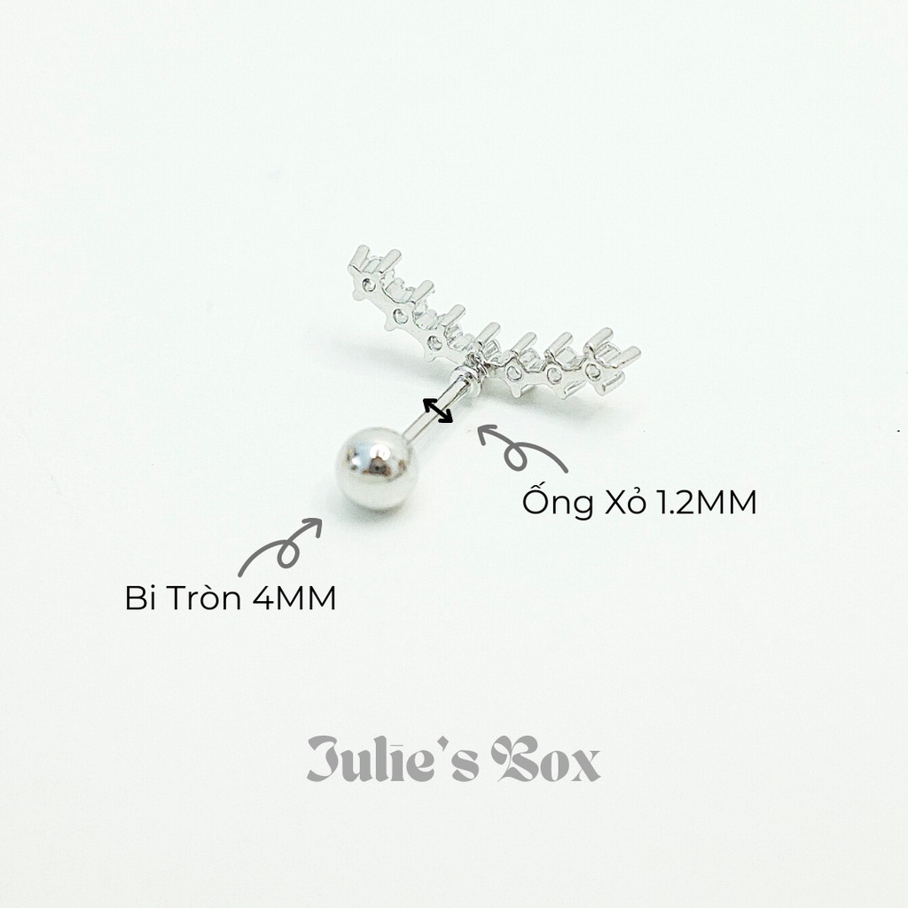 Khuyên Tai Vành 7 Đá Tai Xỏ Nam Nữ Hình Unisex Titanium Không Đen Không Ngứa Không Dị Ứng julies box