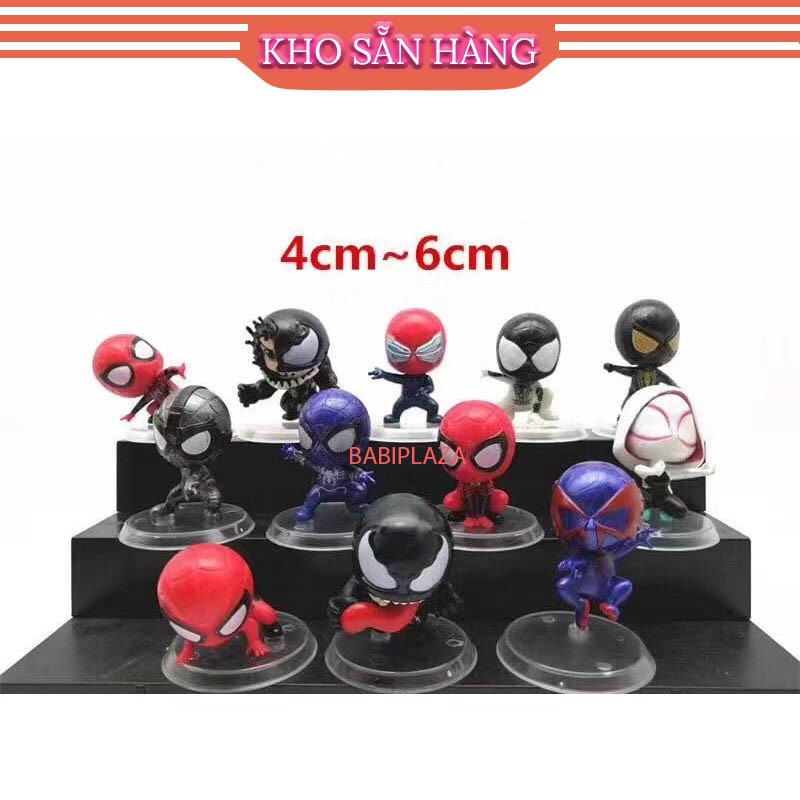 Set 12  mô hình siêu nhân Nhện - Spider Man - Kiểu chibi Cute 5cm