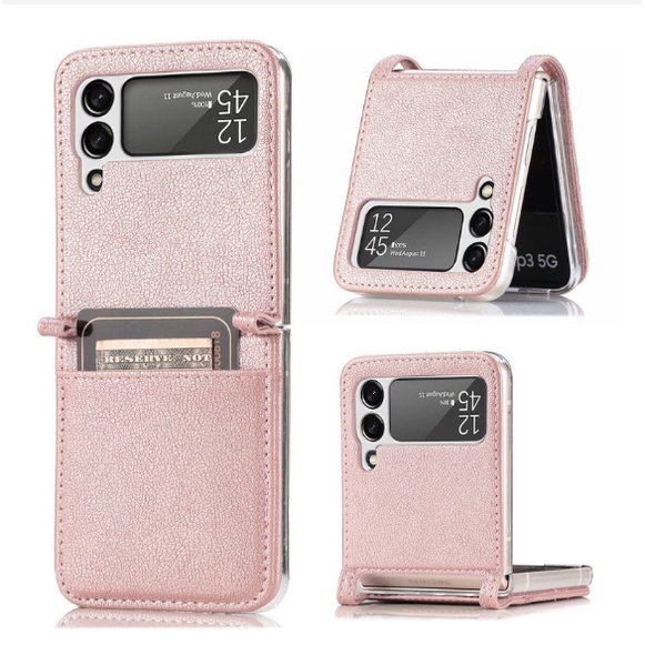 Ốp điện thoại da PU chống sốc chống trầy có ngăn đựng thẻ tiện dụng cho Samsung Galaxy Z Flip 3 5G