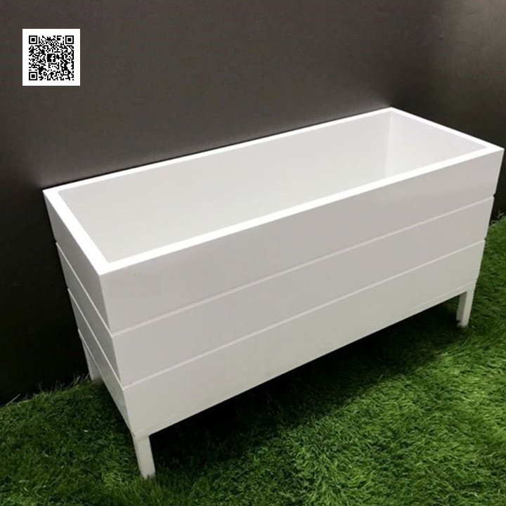 Chậu gỗ nhựa ngoài trời composite kẻ chỉ đẹp, Phuzin.shop
