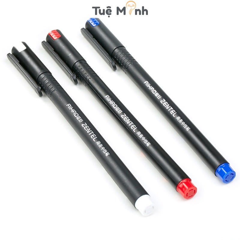 Bút mực gel 0.5mm Aihao mực đen/ xanh/ đỏ B45 Zentel bút ngòi kim viết nét đẹp trơn tru
