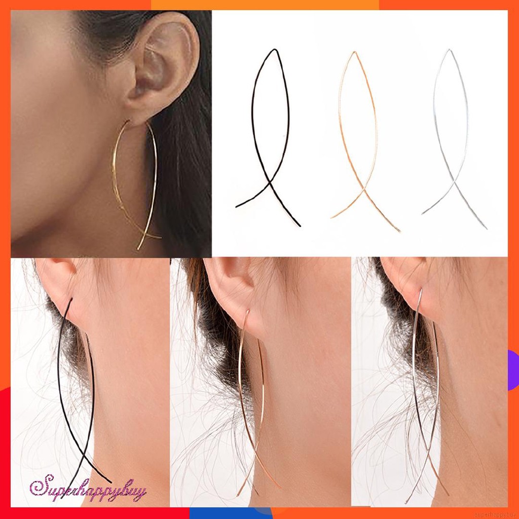 Bông tai handmade dạng móc dáng dài hình cá sang trọng cho nữ