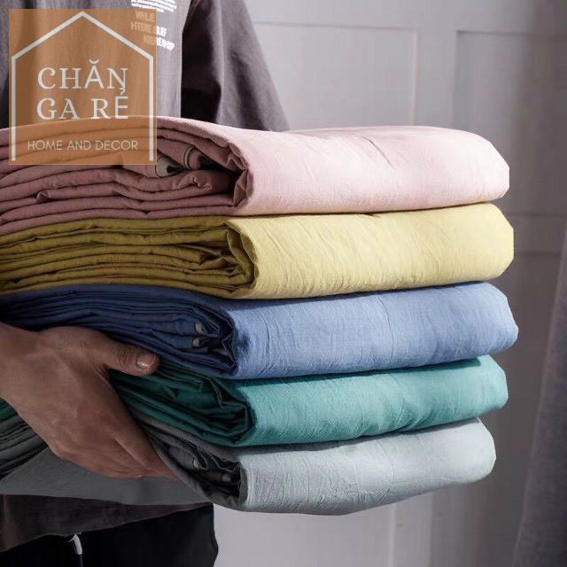 Bộ ga giường và vỏ gối cottong TC hàng nhập khẩu không bai, không xù giặt giũ thoải mái đủ kích thước 1m2 1m6 1m8