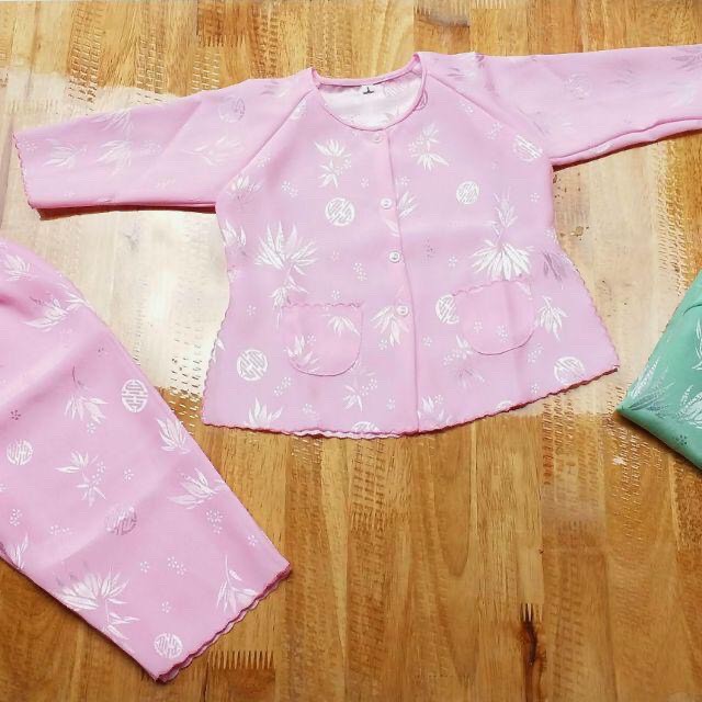 Áo bà ba cho bé gái, gấm lá tre, Shop Thỏ family