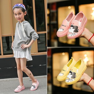 Giày Lười Vải Cho Bé Gái Êm Chân In Hình Đáng Yêu Thể Thao