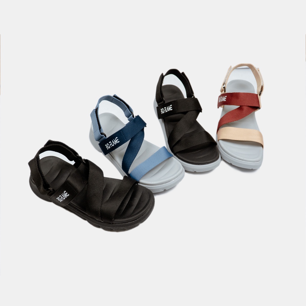Giày sandal nam nữ đi học quai chéo đế bằng đẹp SD BQ029