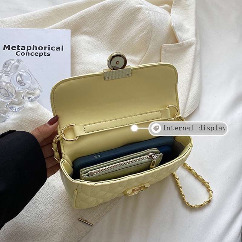 Ielgy Túi Xách Vuông Nhỏ Kết Cấu Nổ Cao Cấp Phối Dây Xích Đeo Vai Phổ Biến Dành Cho Bạn Nữ