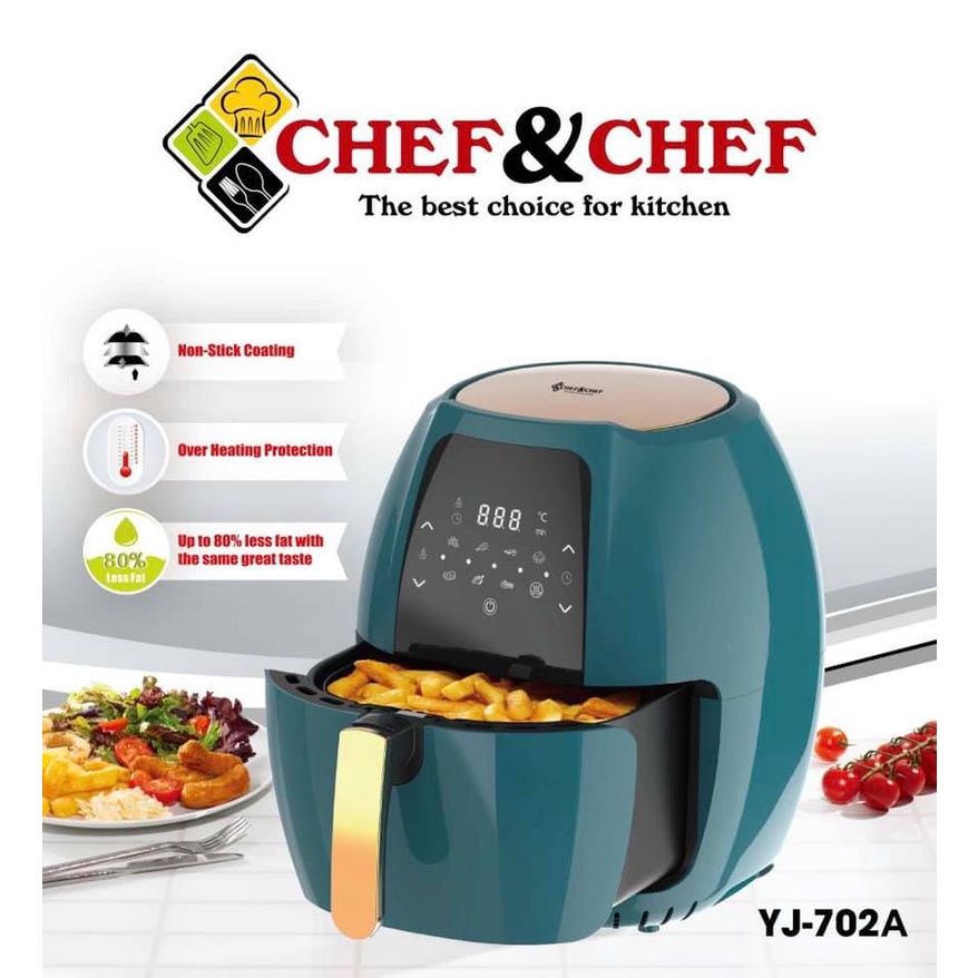 NỒI CHIÊN KHÔNG DẦU CHEF&amp;CHEF CẢM ỨNG ĐIỆN TỬ 6.5L YJ-702A  CÔNG SUẤT CỰC ĐẠI 1800W[MÀU XANH ]