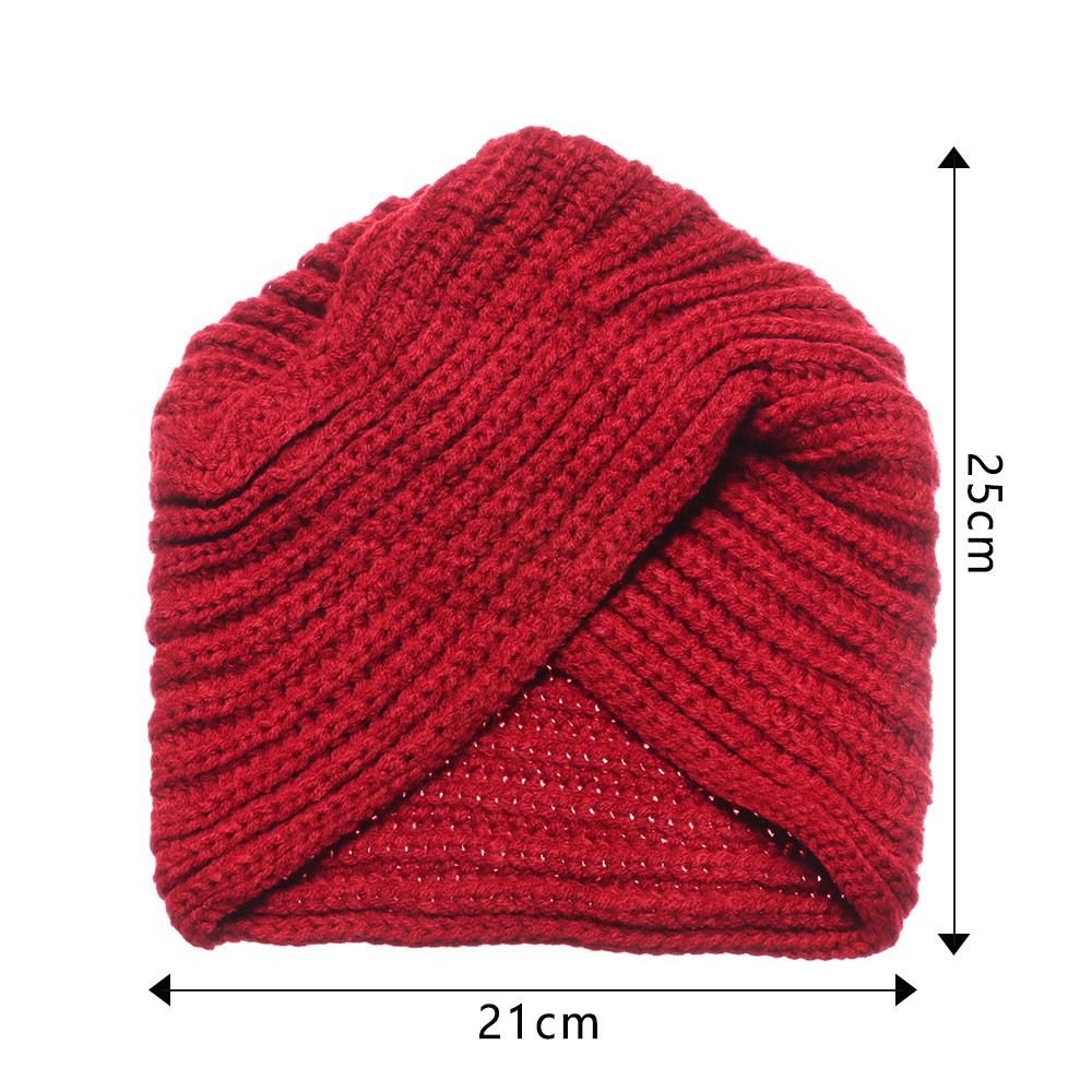 💋MAX New Turban Headband Warm Hair Scarfs Knot Bandanas Women Center Cross Autumn Winter Solid Knitting Turban Cap/Multicolor