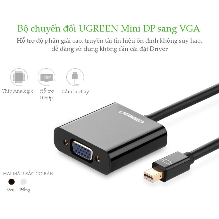 Cáp Mini Displayport To VGA Chính Hãng Ugreen 10458 Full HD MD113