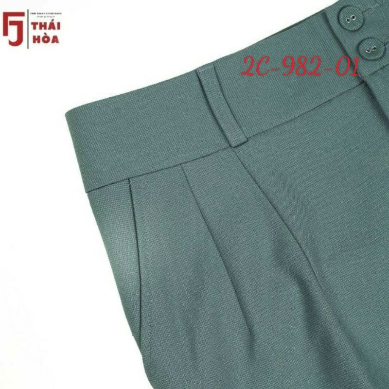 THÁI HOÀ CHÍNH HÃNG Quần 9 tấc màu xanh ngọc vải dày mềm co giãn