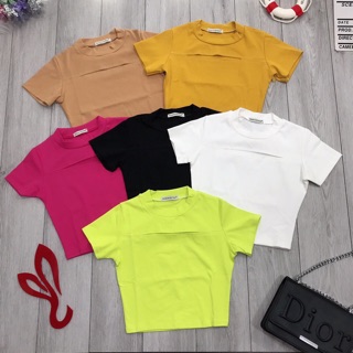 Áo thun xẻ ngực croptop