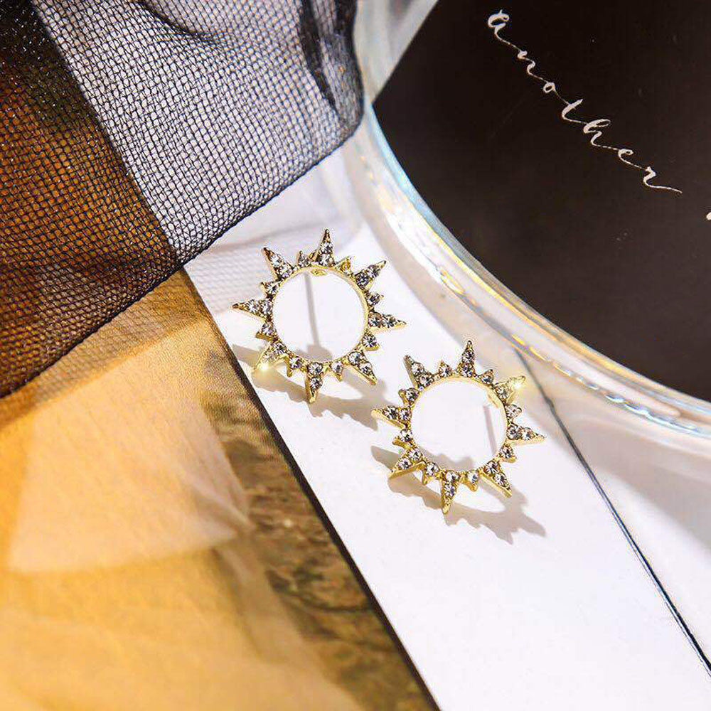 Bông tai kim loại S925 hình mặt trời thời trang cho nữ